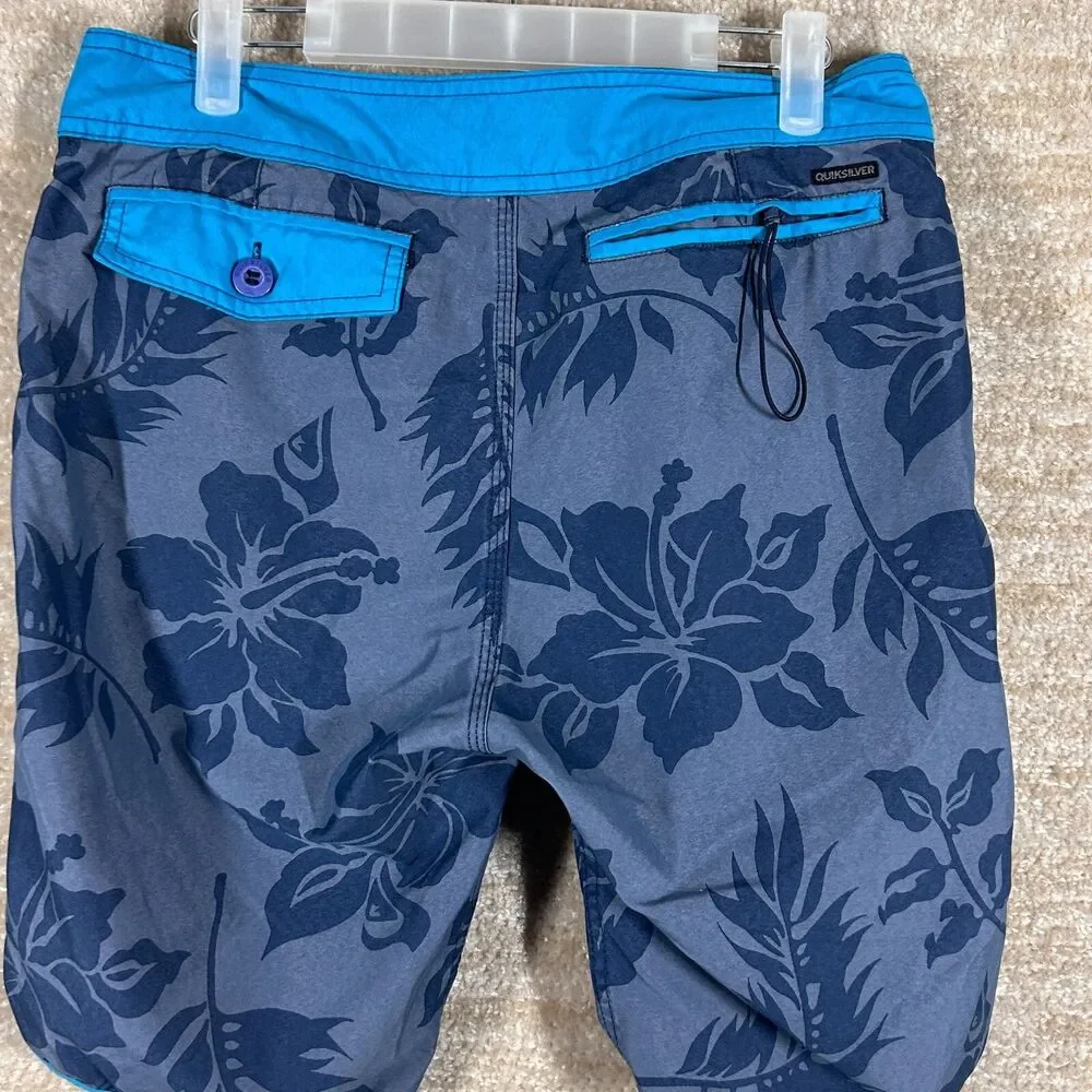 Quiksilver Amphibians Shorts Mens Small Blue Floral Hybrid Boardwalk Swim